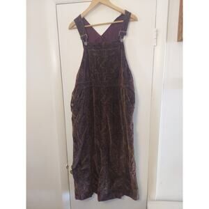 Vtg EDDIE BAUER paisley print jumper dress Sz Large Y2K Boho Velvet Feel Womens